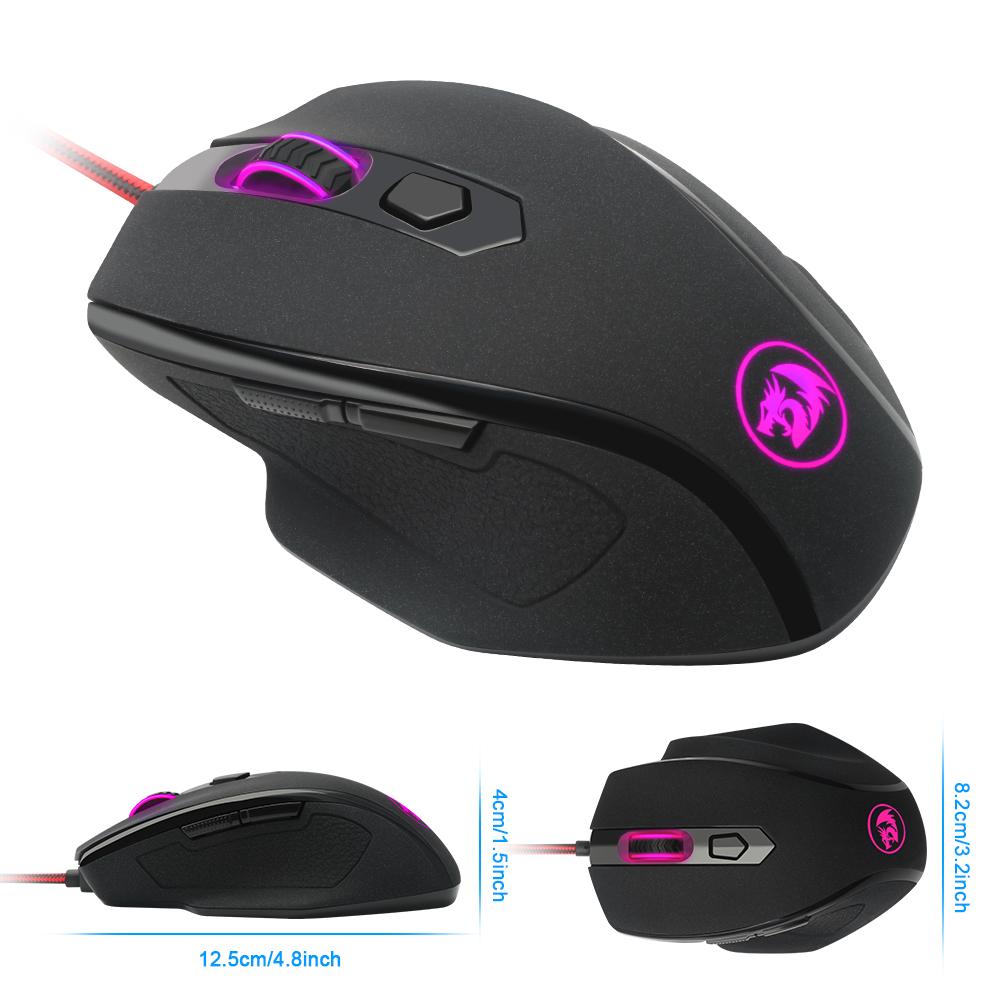 Redragon USB Gaming Mouse 10000 DPI 7 buttons ergonomic design for desktop computer accessories programmable gamer lol PC