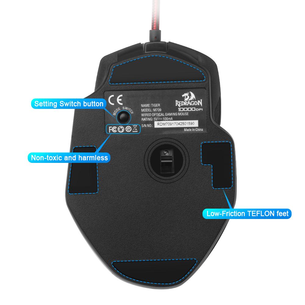 Redragon USB Gaming Mouse 10000 DPI 7 buttons ergonomic design for desktop computer accessories programmable gamer lol PC