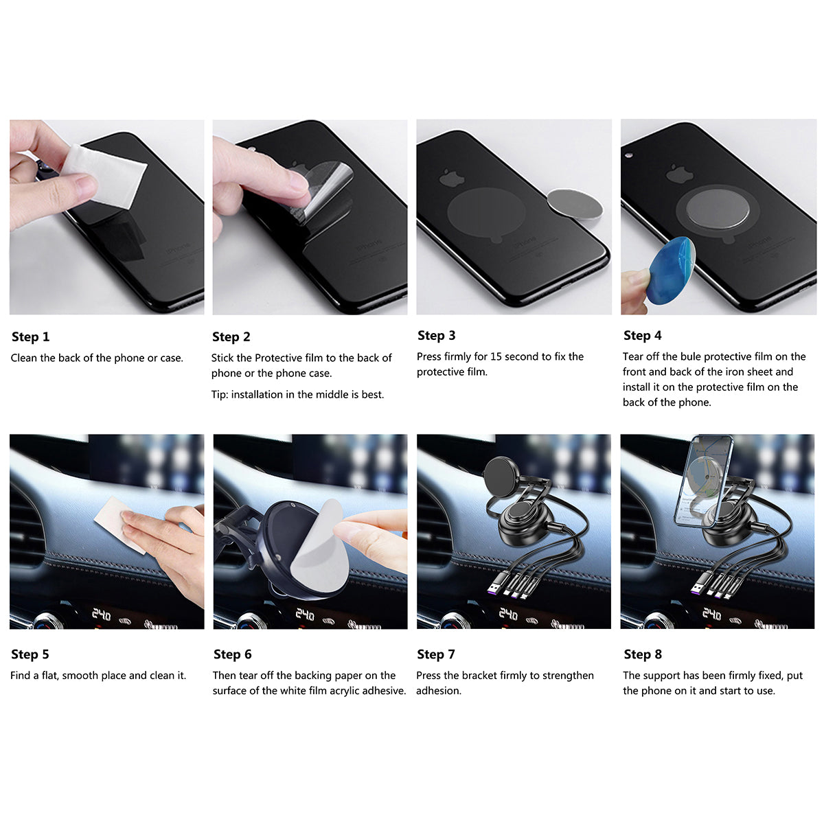 3 in 1 Tri-Cable Magnetic Car Mount Charger