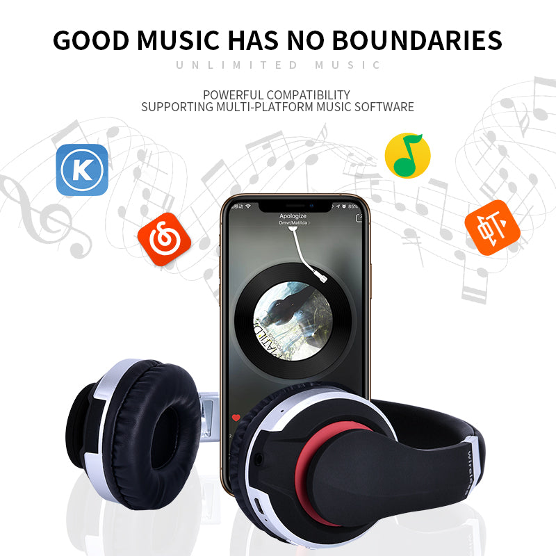 Wireless Bluetooth Foldable Headphones with Microphone Support TF Card