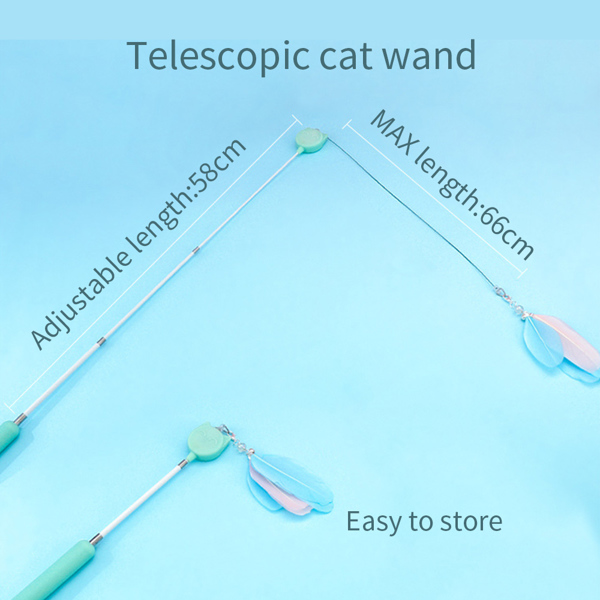 Cat Feather Retractable Cat Teaser Wand and Rope Toy