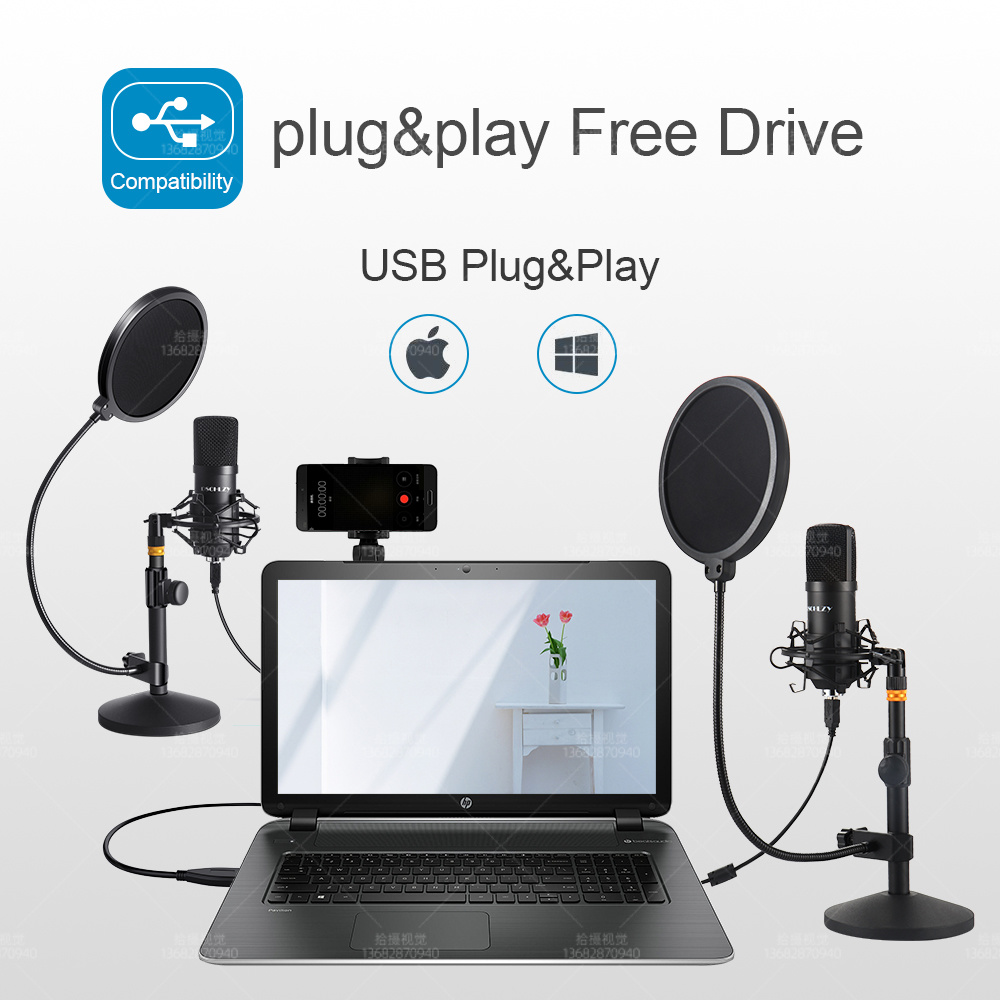 USB Streaming Podcast PC Microphone Kit